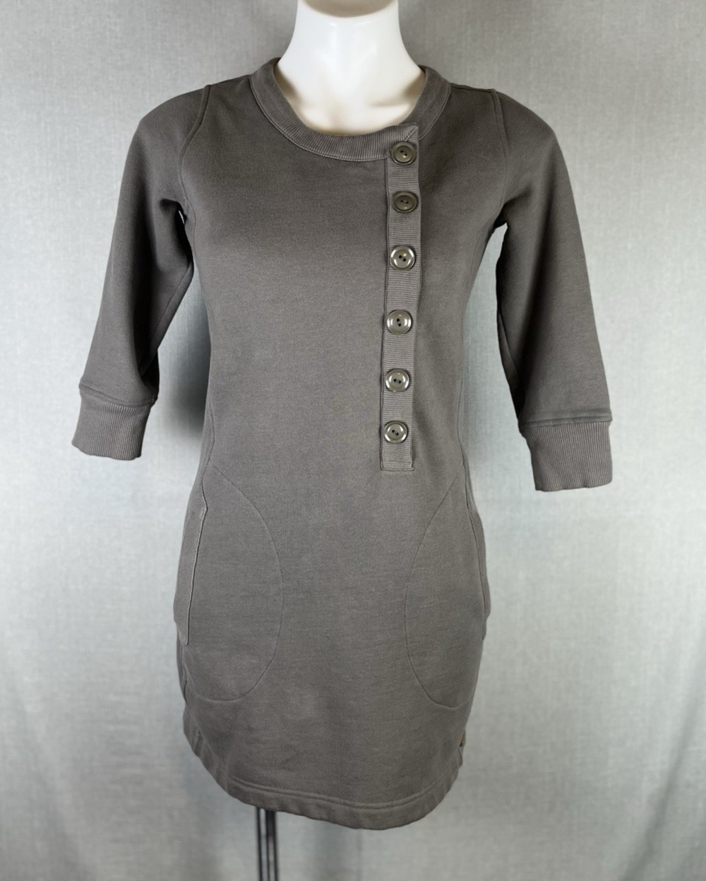 Womens Size Medium Fits Small Brown Thick Sweatshirt Sweater Mini Dress Pockets